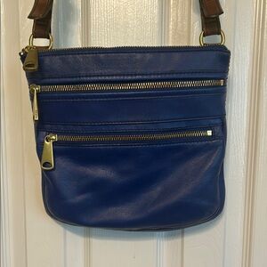 Blue leather Fossil crossbody bag